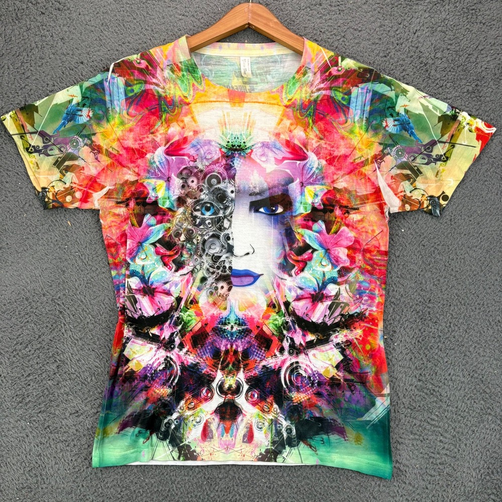 Electro‎ Threads Womens Sublimation T-Shirt Small Psychedelic Steampunk Multi